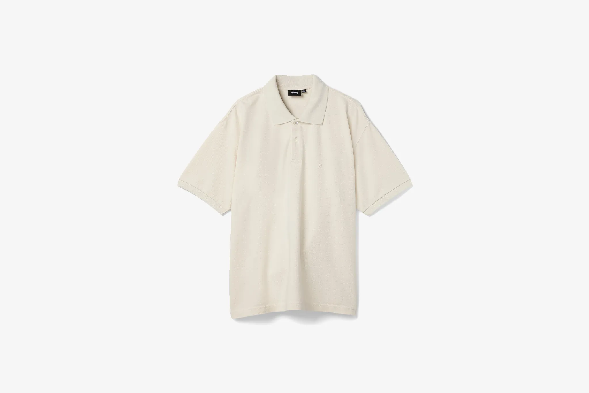 Stussy "Pique Polo Pigment Dyed" M - Off White Tagless Labeling