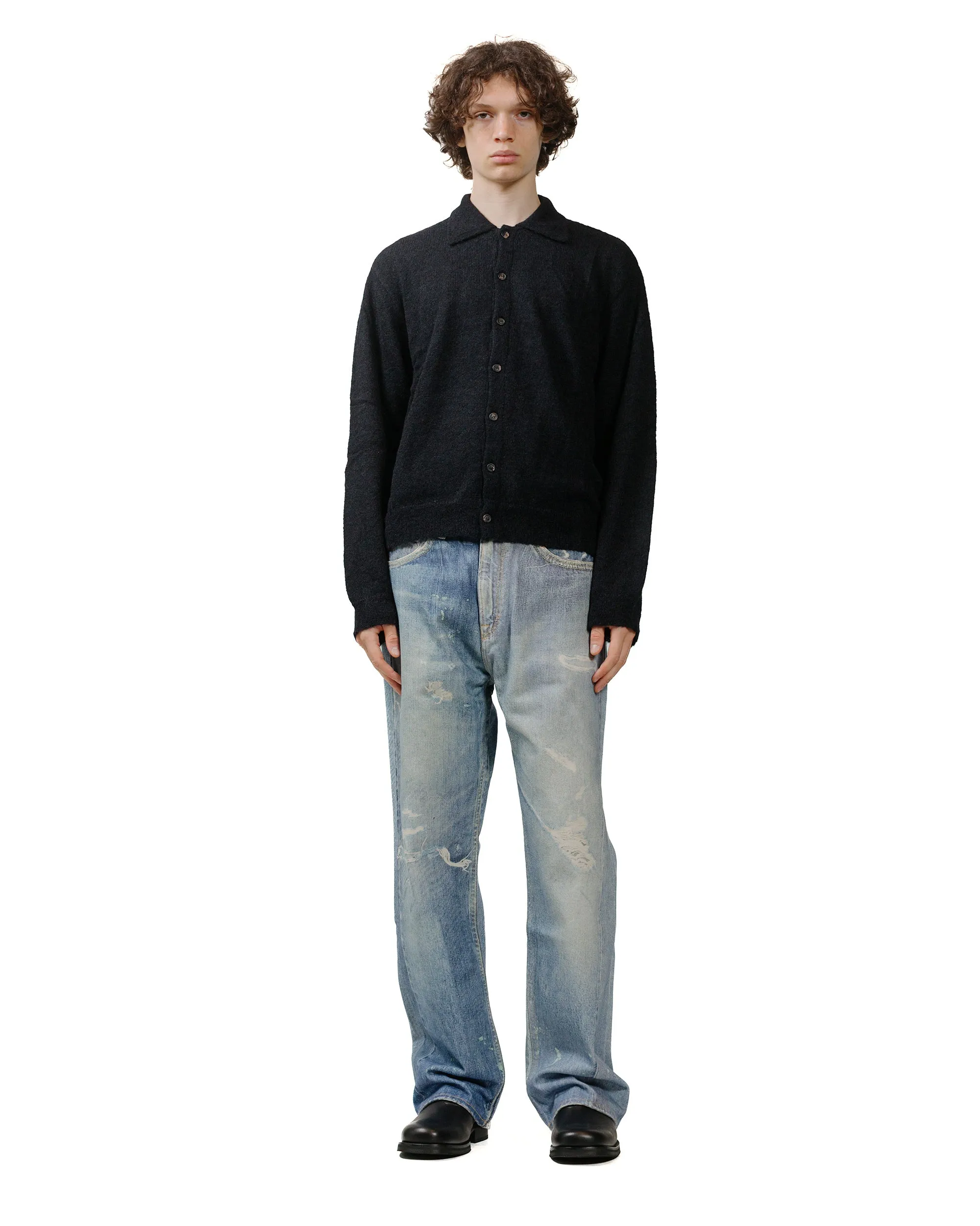 Breathable Material Our Legacy Evening Polo Black Fuzzy Alpaca