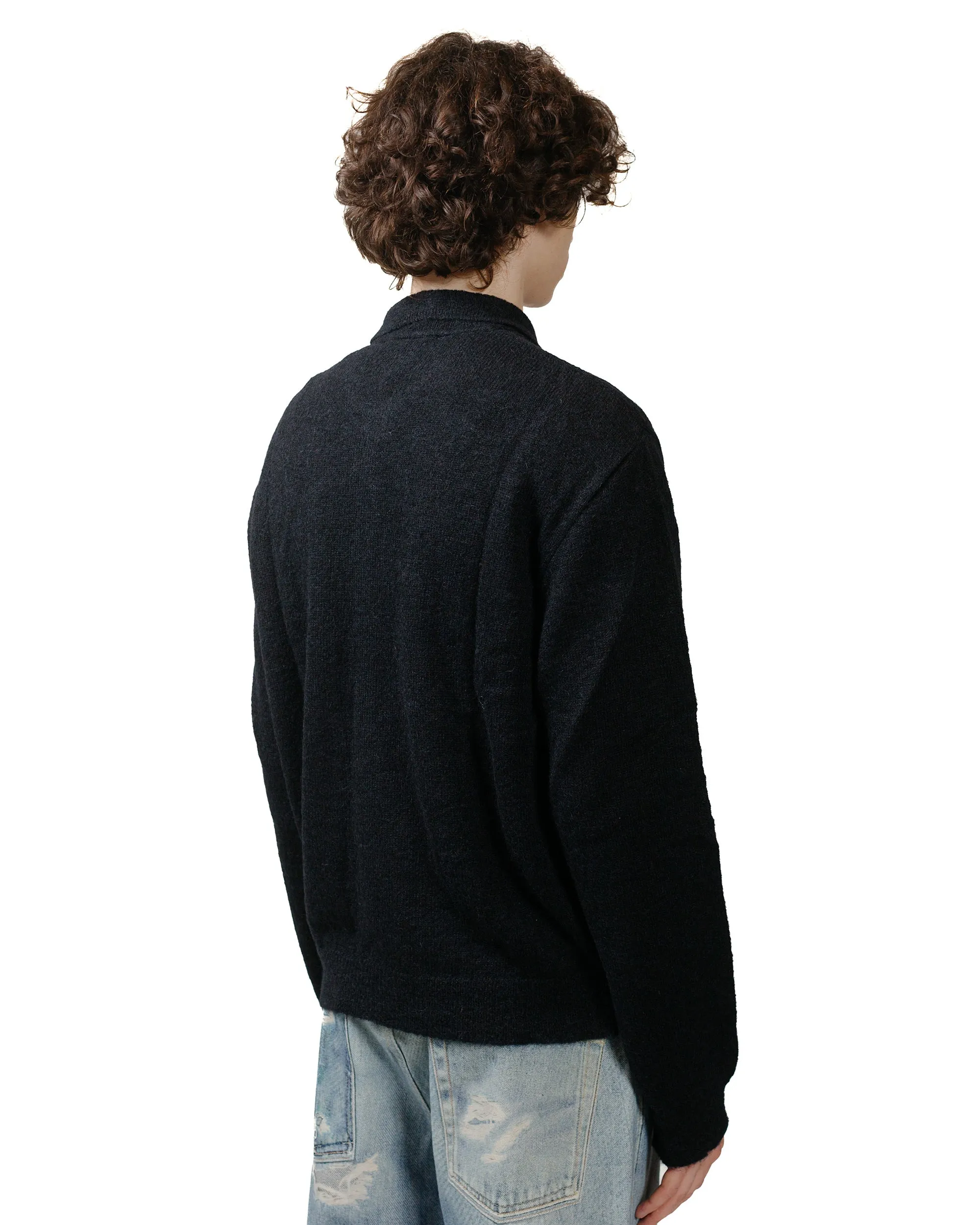 Our Legacy Evening Polo Black Fuzzy Alpaca Daily Comfort Functional Layer