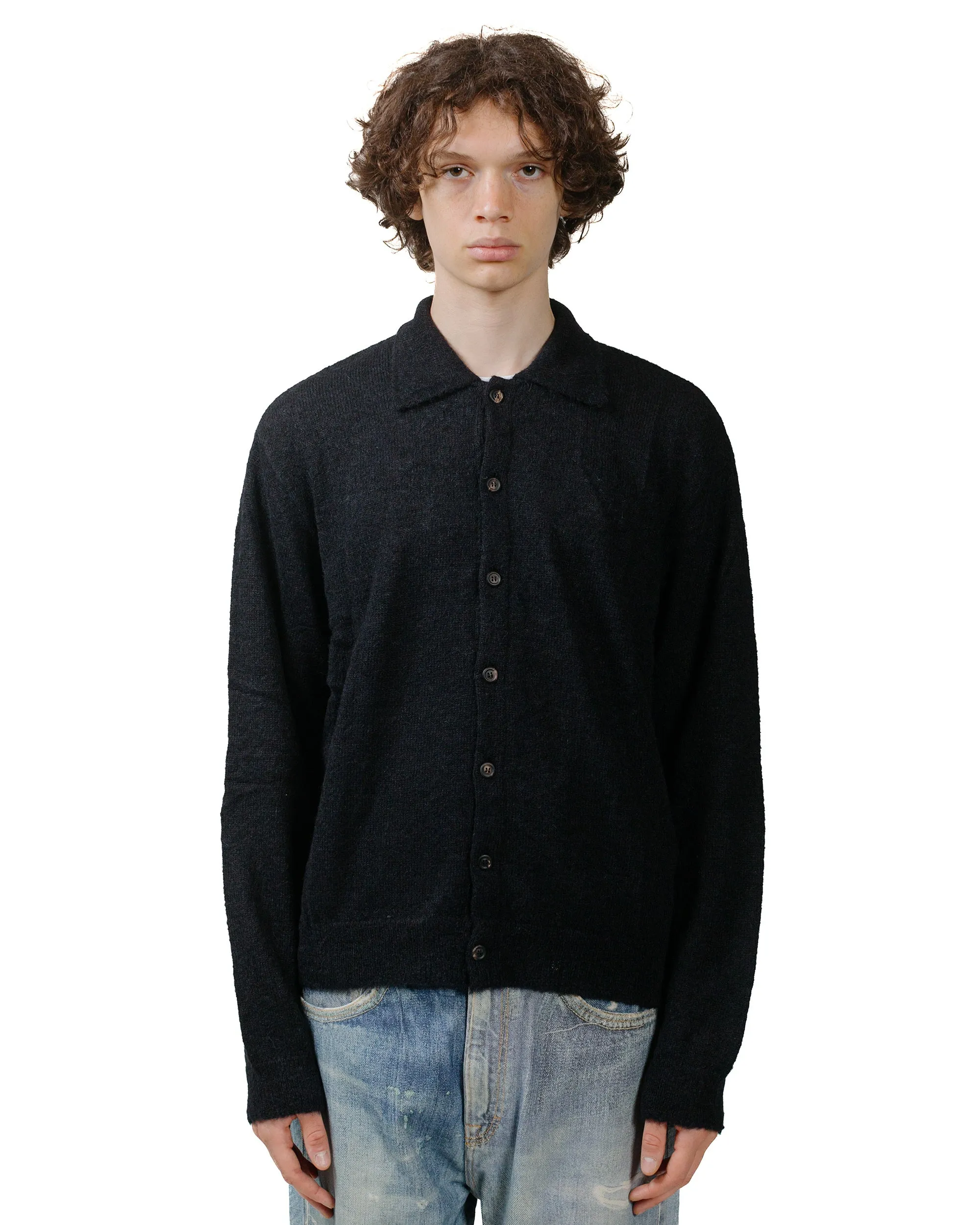 Our Legacy Evening Polo Black Fuzzy Alpaca Lightweight Layer durability test