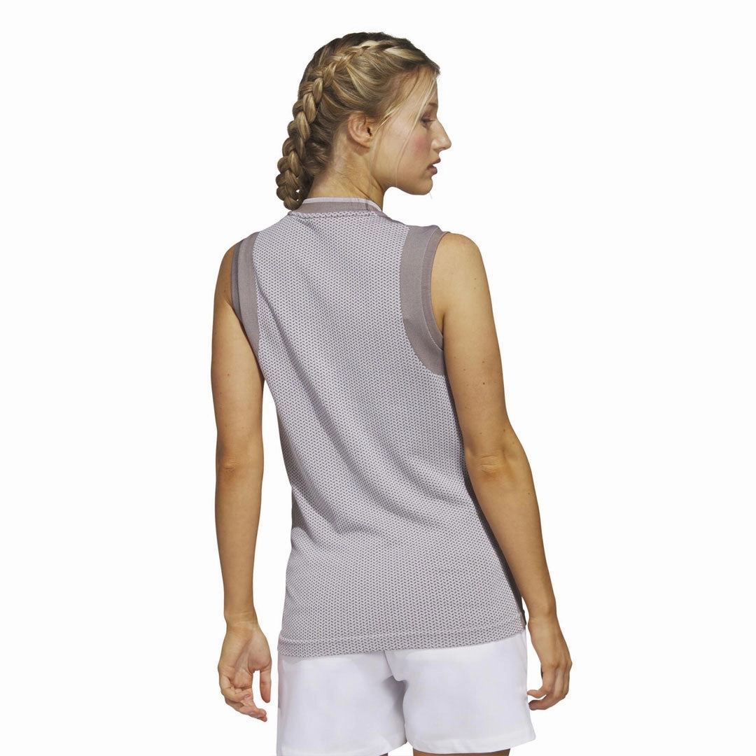 adidas - Women's Ultimate365 Tour Sleeveless Primeknit Polo (HT6340) Layered Panel Design Anti Snag Fabric
