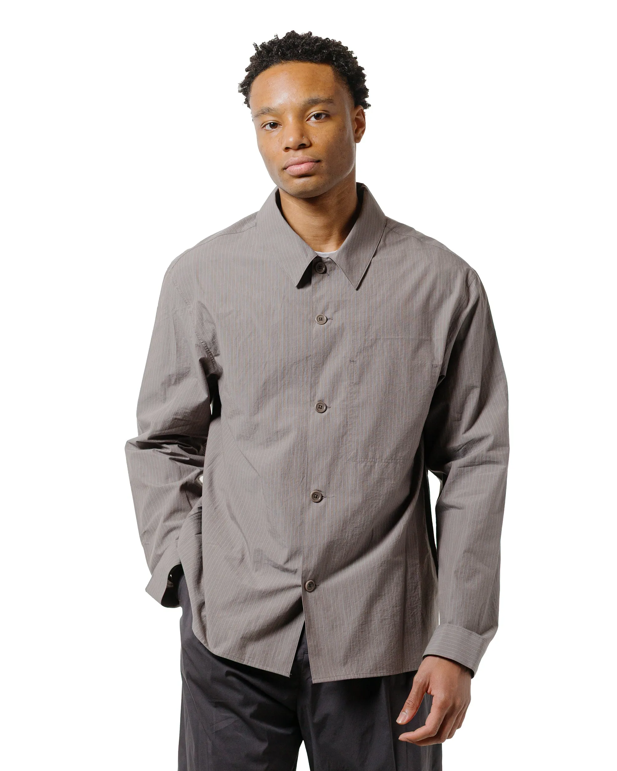 Amomento Stripe Pocket Shirts Grey Day-To-Night Wear