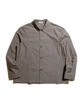 Amomento Stripe Pocket Shirts Grey Layered Collar