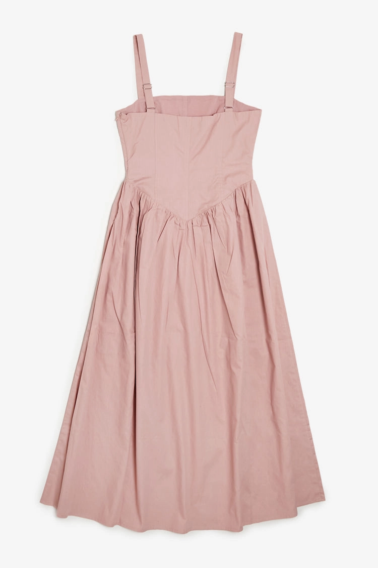 Sleek Layer Relax Motion Sleeveless Drop Waist Midi Dress - Mauve