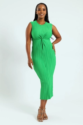 Timeless elegance Sleeveless Knot Front Column Midaxi Dress - Emerald