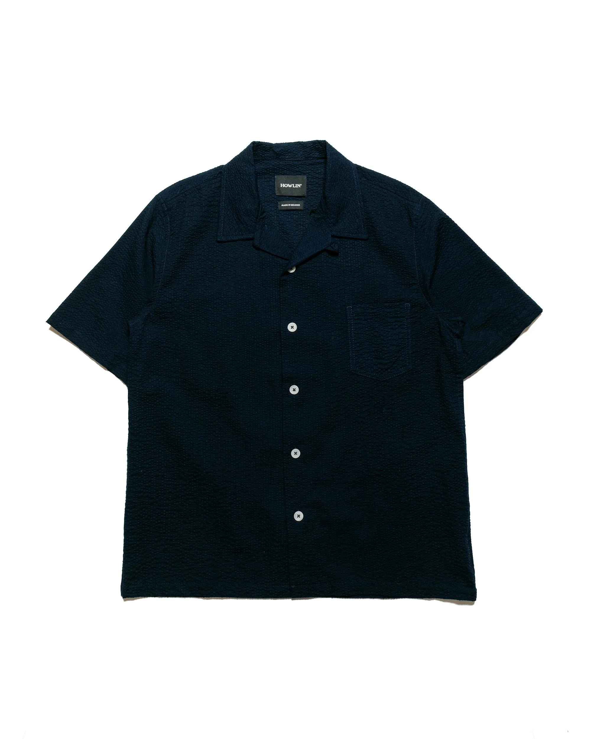 Howlin' Cocktail Shirt Navy Japanese Seersucker Flex Fit Collar