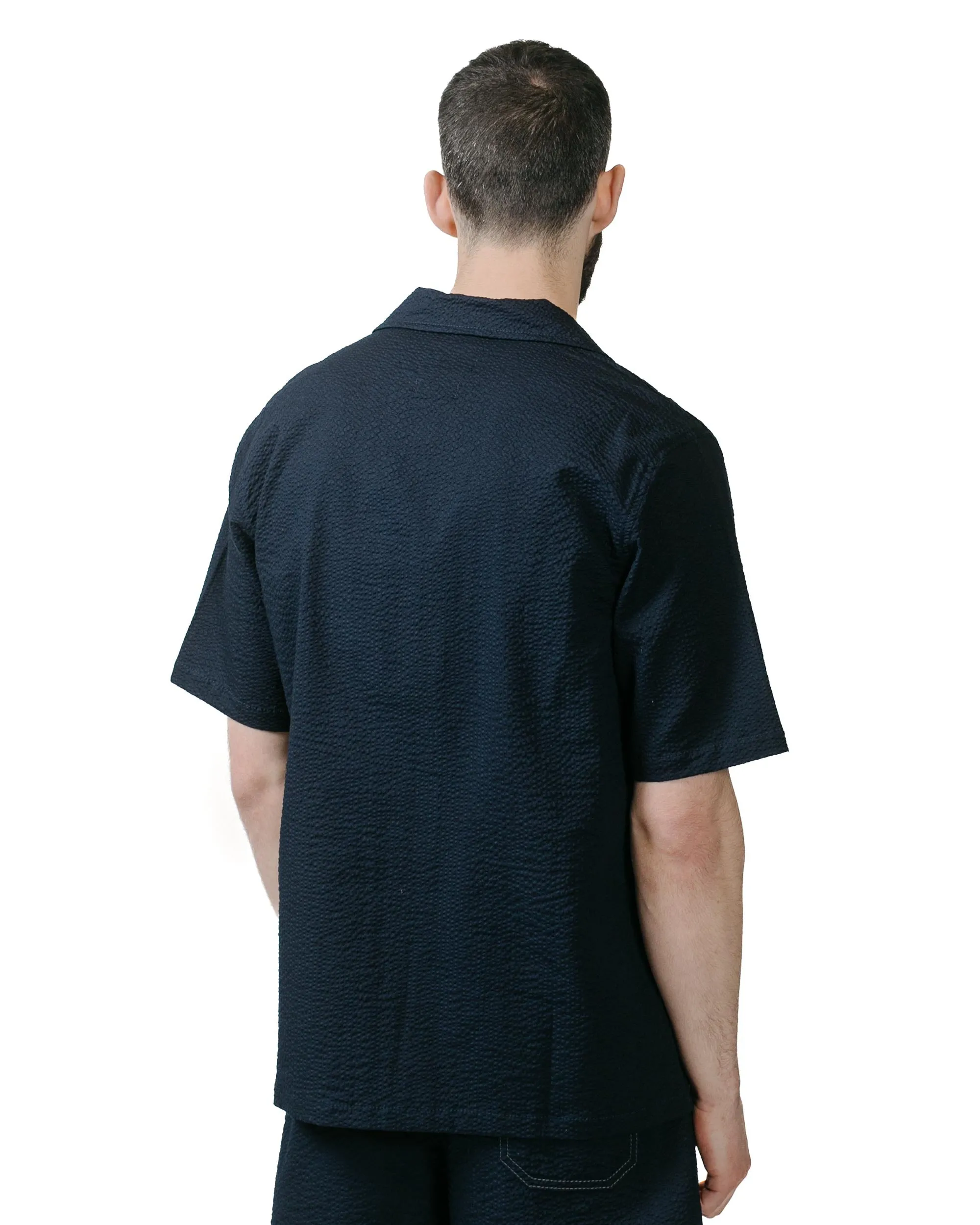 Durable Thread Construction Howlin' Cocktail Shirt Navy Japanese Seersucker