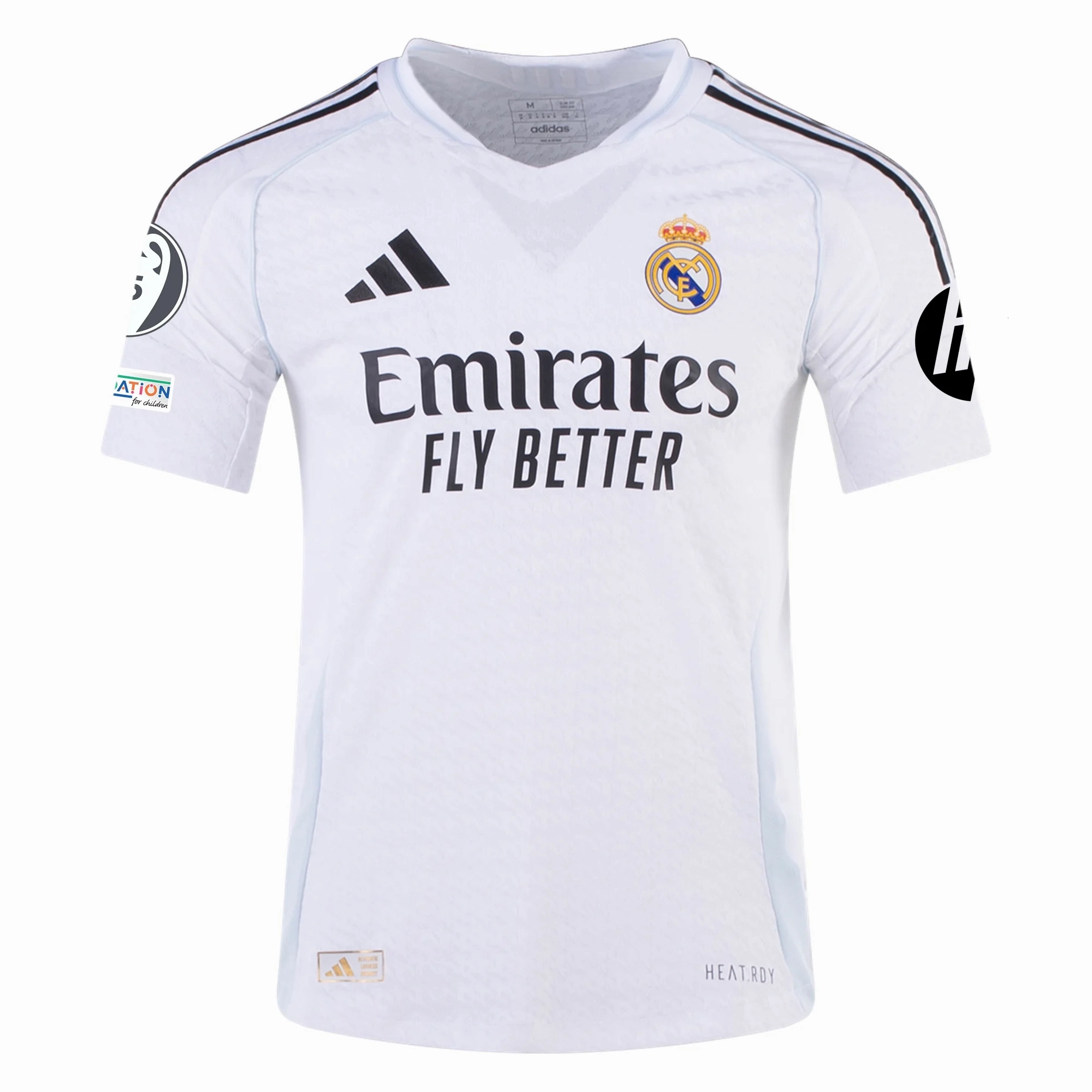 Odor Control Technology Dynamic Fit Engineering adidas Real Madrid Authentic Vini Jr. Home Jersey w/ Champions League Patches 24/25 (White/Black)