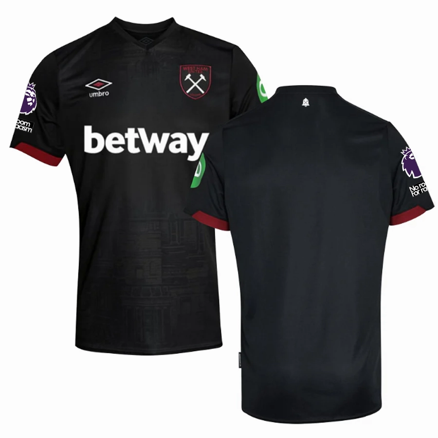 Umbro West Ham Away Jersey w/ EPL   No Room For Racism Patches 24/25 (Black) Thermal Regulating Layer Quick Flex