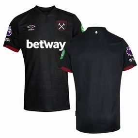 Umbro West Ham Away Jersey w/ EPL   No Room For Racism Patches 24/25 (Black) Workout Layer