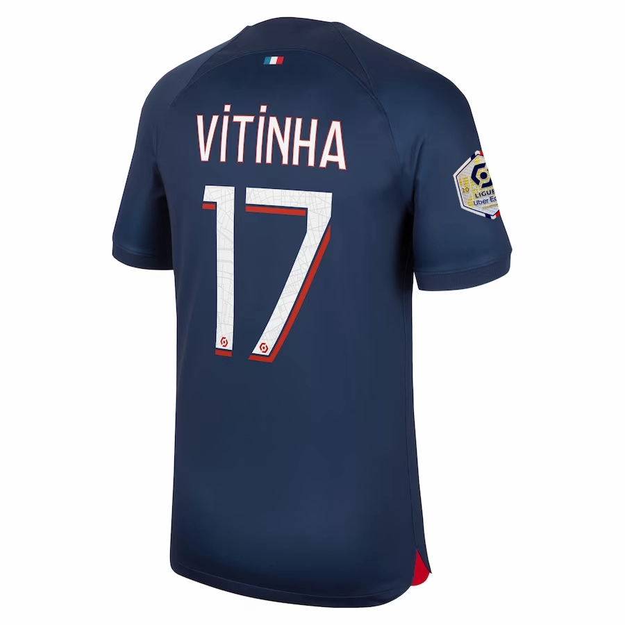 Nike Paris Saint-Germain Vitinha Home Jersey w/ Ligue 1 Champions Patch 23/24 (Midnight Navy) Casual Fit Urban Comfort