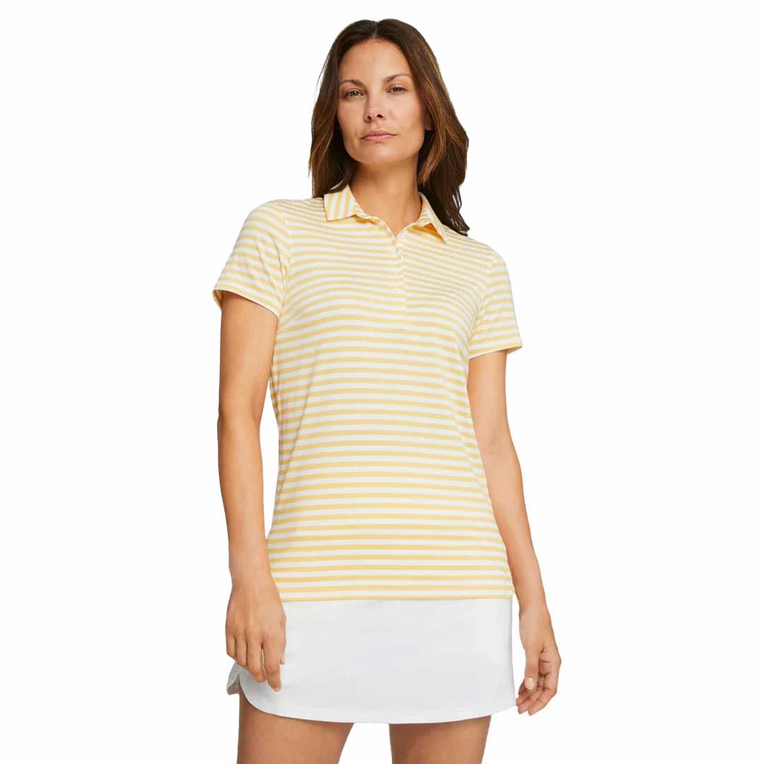 Anti Pilling Treatment Low Bulk Design Puma - Women's MATTR Somer Stripe Short Sleeve Golf Polo (621880 05)