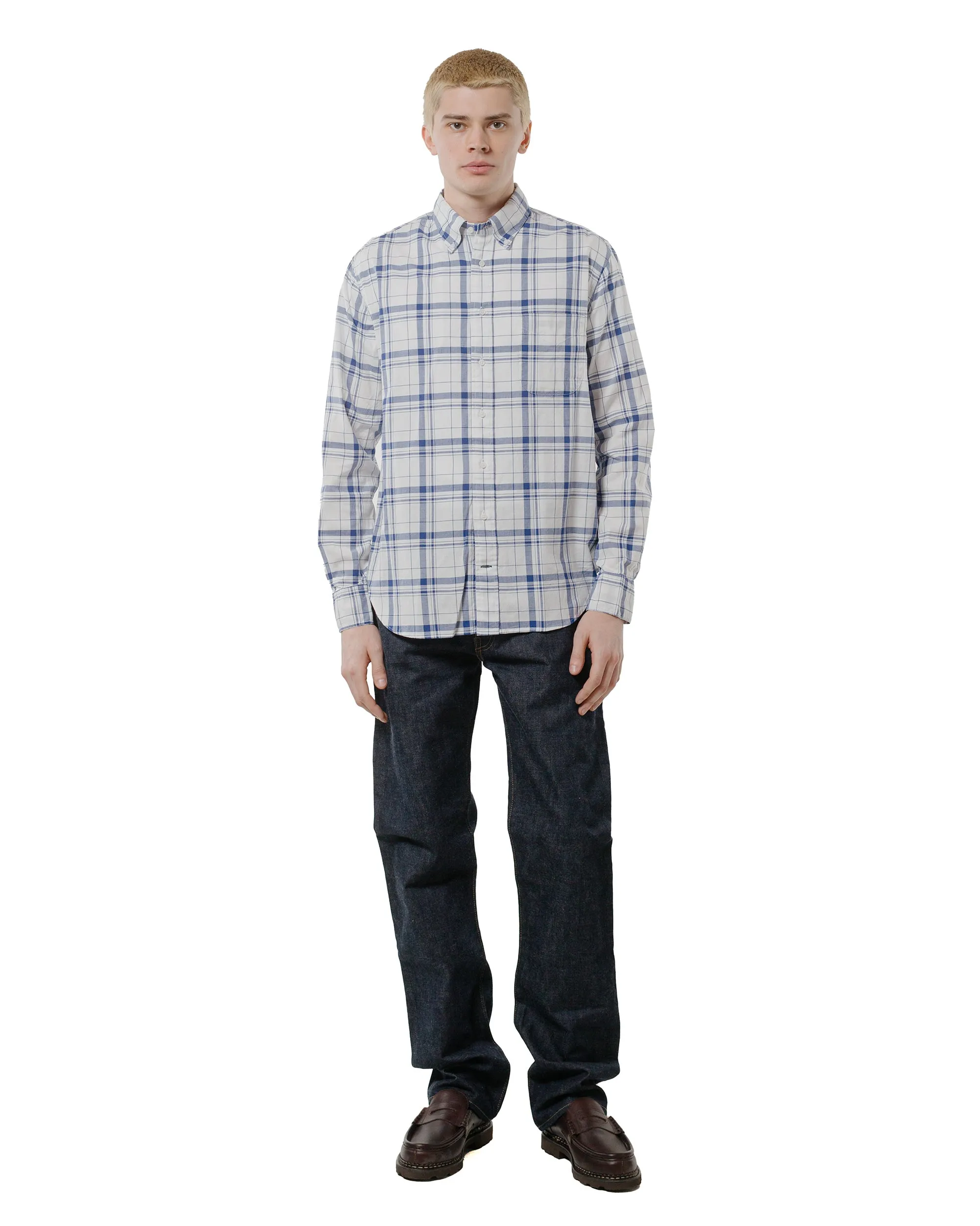Gitman Vintage Bros. Navy Archive Dishtowel Check Shirt Neutral Colors