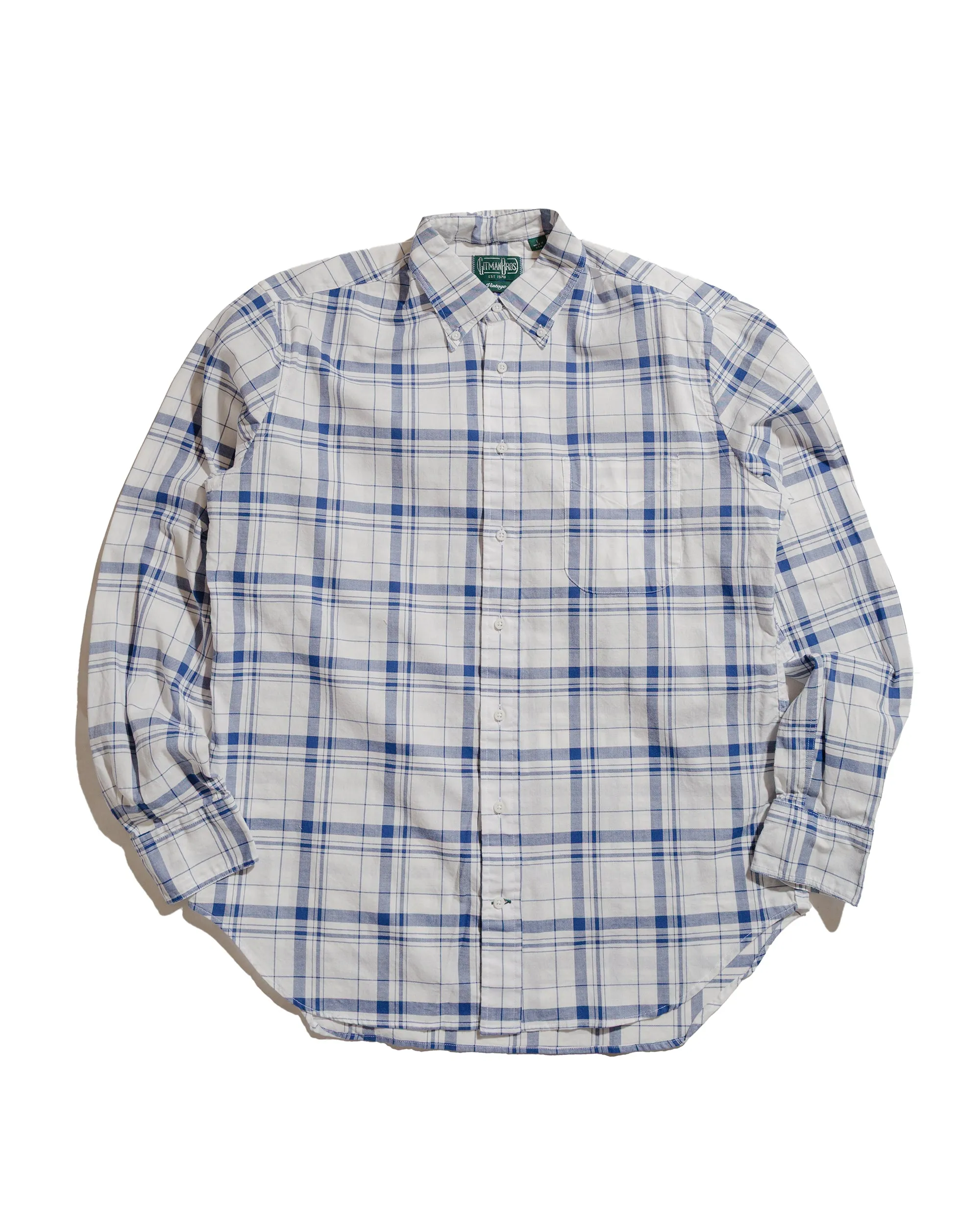 Gitman Vintage Bros. Navy Archive Dishtowel Check Shirt Student Essential