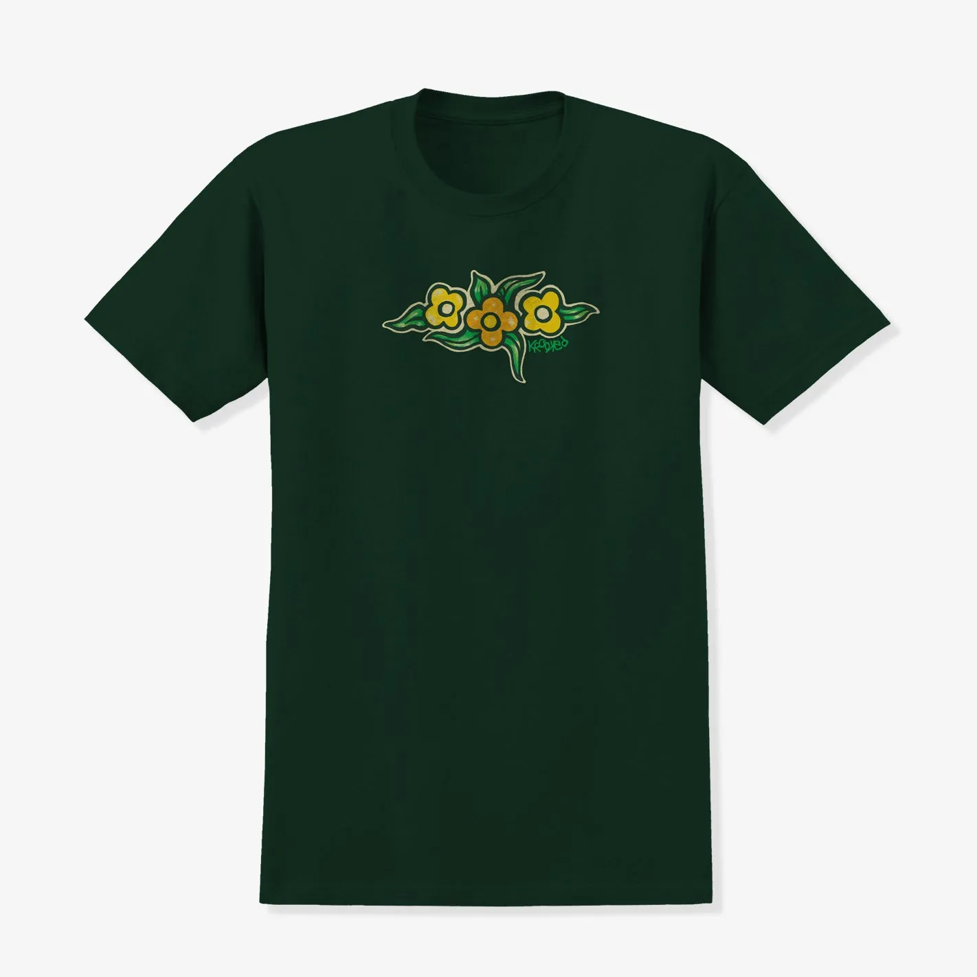 Flowers Forest Tee (Green) Relaxed Comfort Wear light layering
