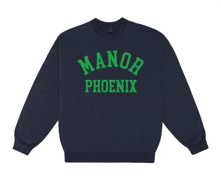 Ergonomic Pattern BreathableMesh Manor "Mid-Weight Collegiate Crewneck" M - Navy / Green