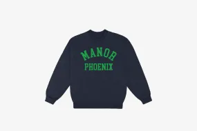 Athleisure Cool Manor "Mid-Weight Collegiate Crewneck" M - Navy / Green