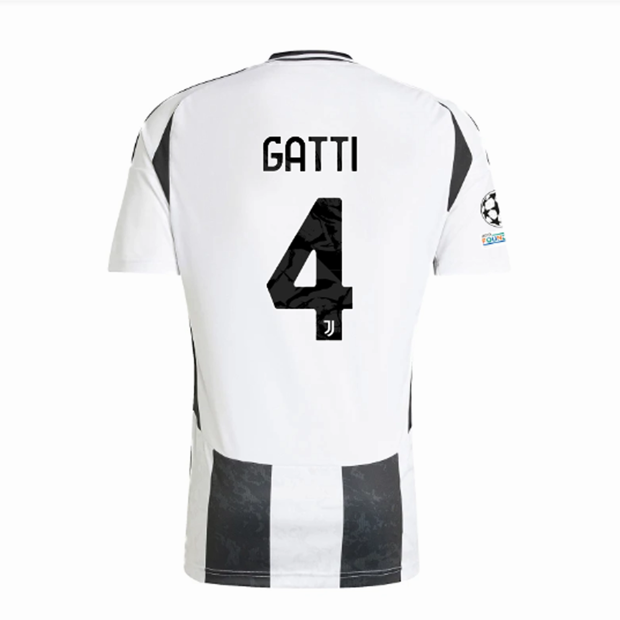 adidas Juventus Authentic Federico Gatti Home Jersey w/ Champions League   Copa Italia Patches 24/25 (White/Black) Flatlock Seam Technology Thermoregulating Material