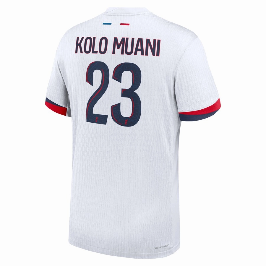 Flexible Shoulder Design All Purpose Knit Nike Paris Saint-Germain Authentic Kolo Muani Away Jersey 24/25 (White/Midnight Navy)