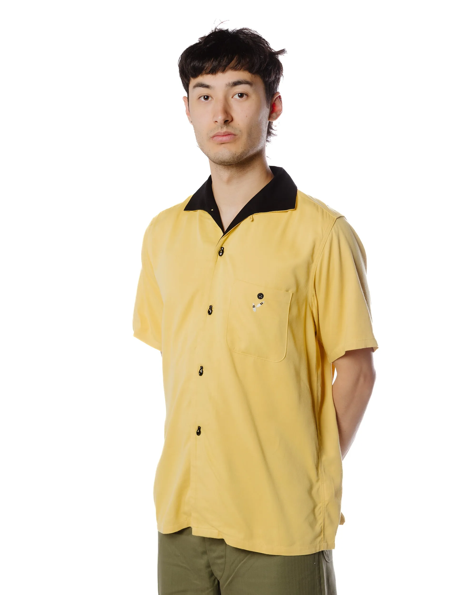 The Real McCoy's MS22002 Rayon Bowling Shirt / Jolly Roger Yellow Reinforced Shoulders