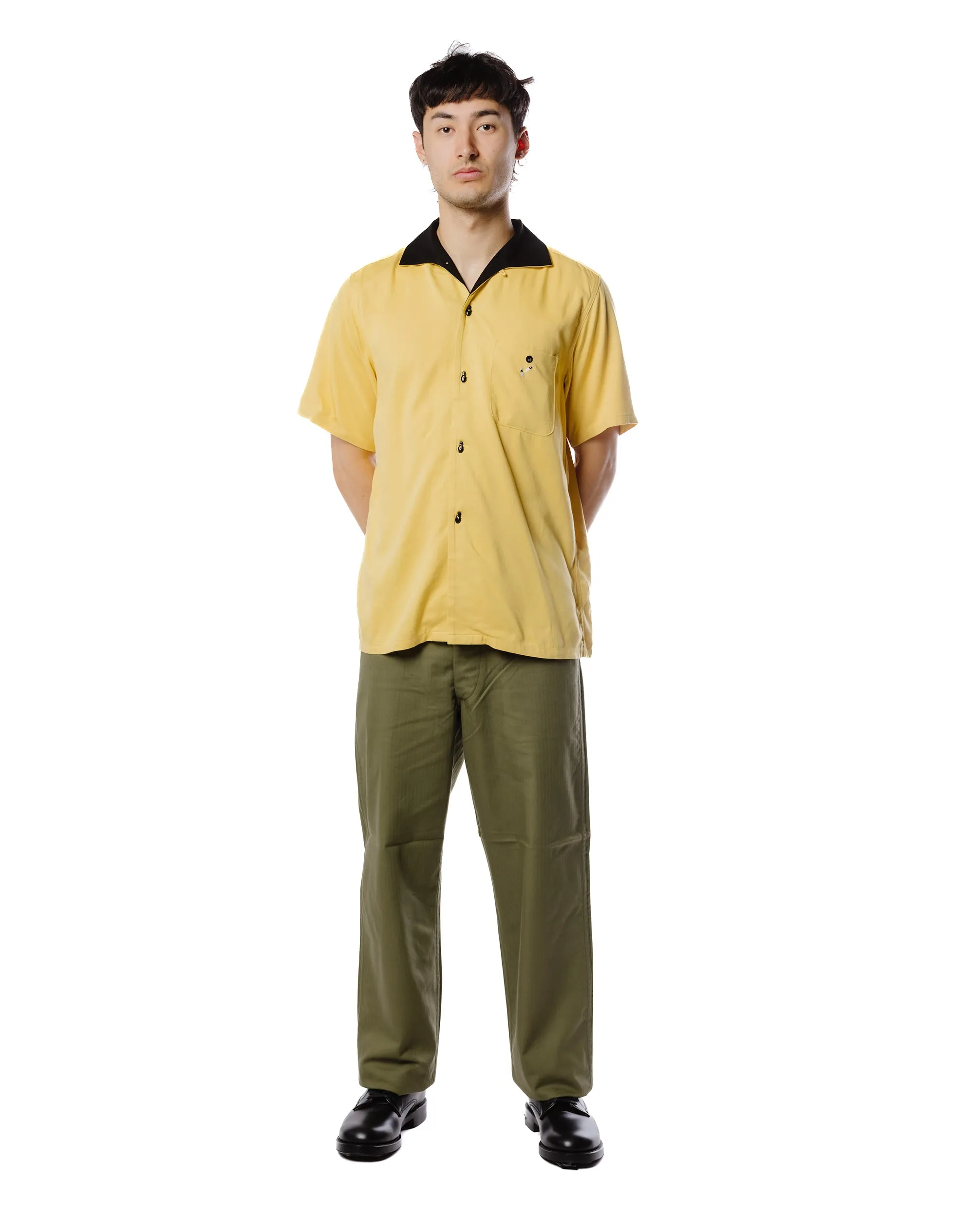 The Real McCoy's MS22002 Rayon Bowling Shirt / Jolly Roger Yellow All Day Comfort Tech