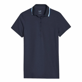 Puma - Women's Cloudspun Tipped Short Sleeve Polo (622155 05) Lightweight Lining Adjustable Hem