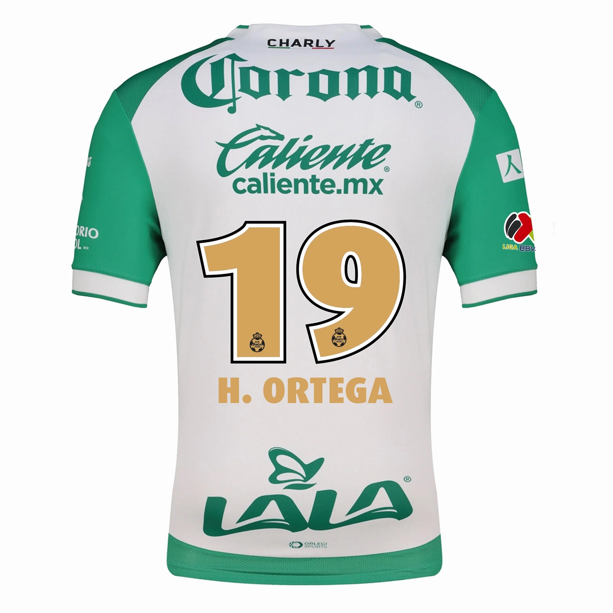 Street Style Charly Oscar Haret Ortega Men's Santos Laguna Home Jersey 25/26 w/ BBVA MX Patches (Green/White)