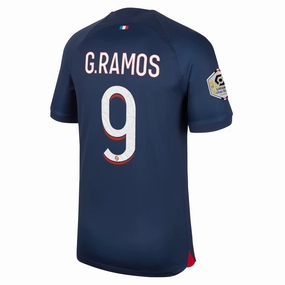 Nike Paris Saint-Germain Gon?alo Ramos Home Jersey w/ Ligue 1 Champions Patch 23/24 (Midnight Navy) Functional Fit Eco Friendly Material