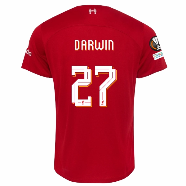 Nike Liverpool Darwin N???ez Home Jersey w/ Europa League Patches 23/24 (Red/White) Laser Cut Edge Finishing Maximum Flex