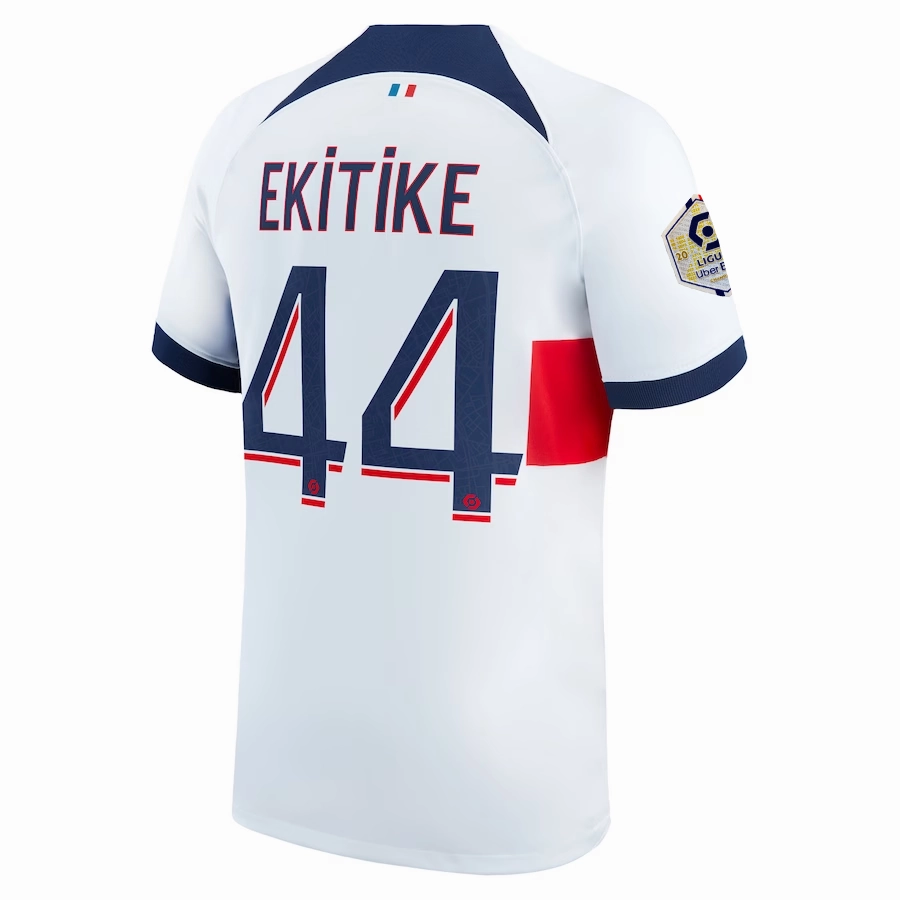 Airflow Enhancing Texture Agility Wear Nike Paris Saint-Germain Huge Etikike Away Jersey w/ Ligue 1 Patch 23/24 (White/Midnight Navy)
