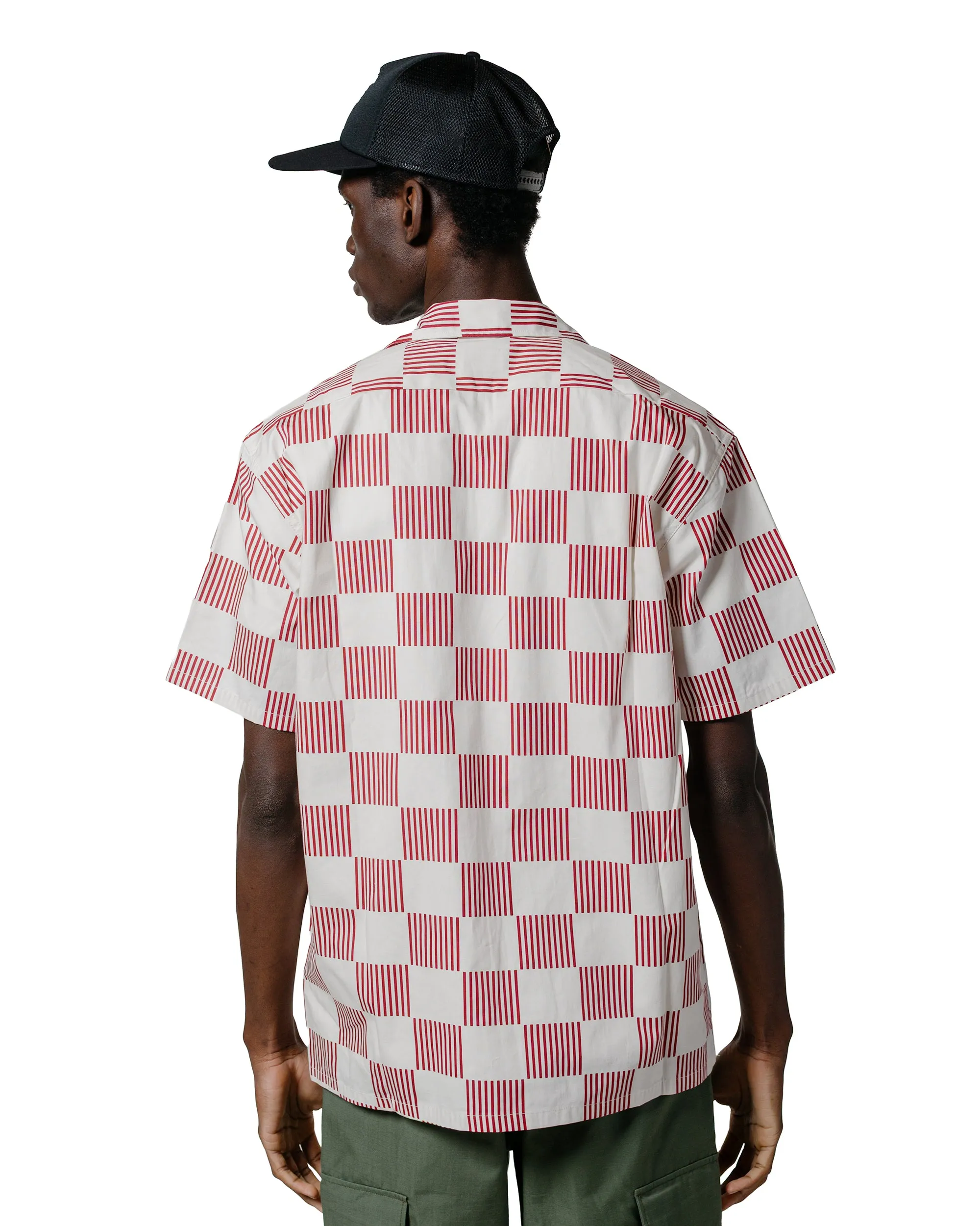 The Real McCoy's BS25002 Buco Striped-Checkered Shirt White/Red Easy Care Material