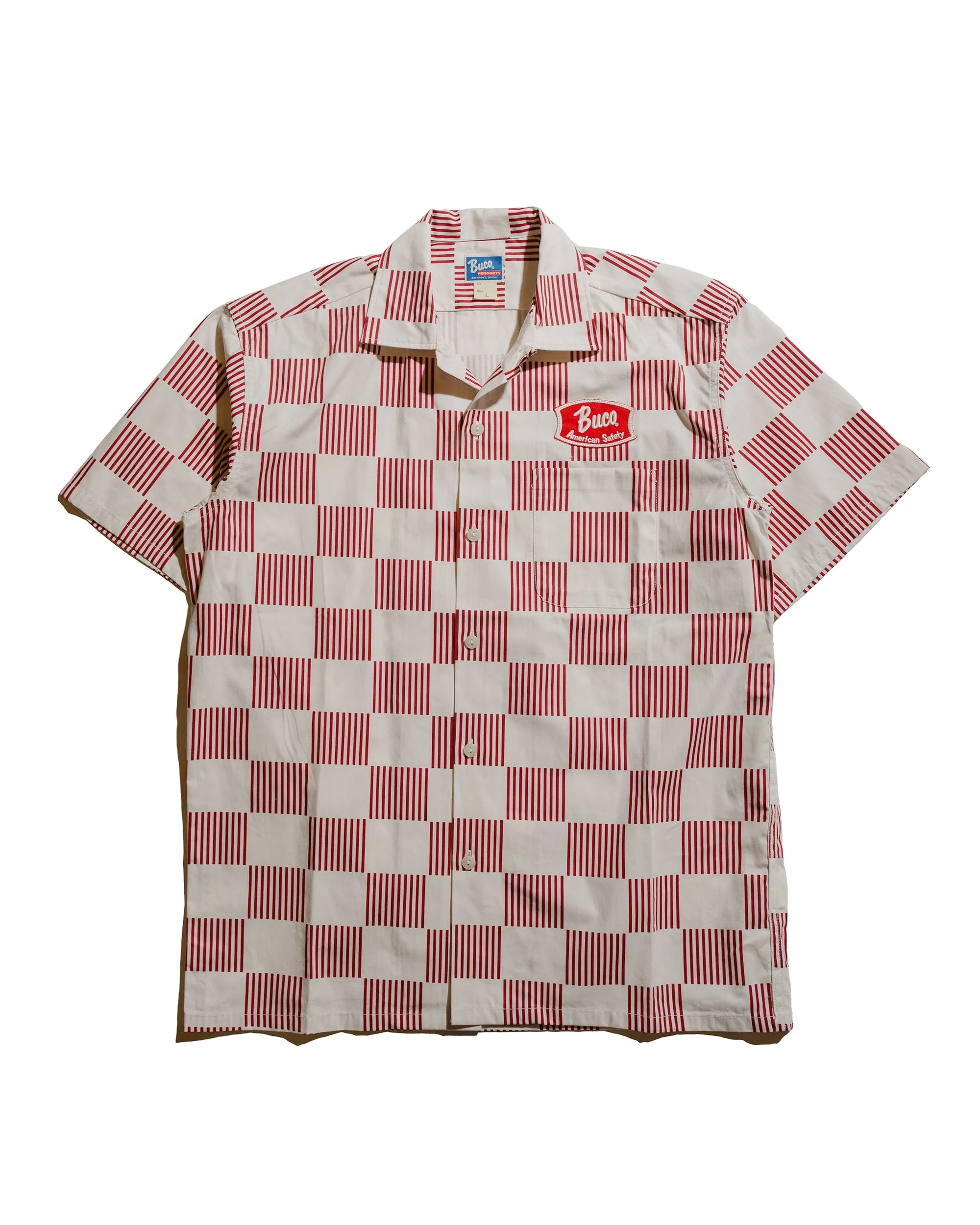 Gym Wear The Real McCoy's BS25002 Buco Striped-Checkered Shirt White/Red