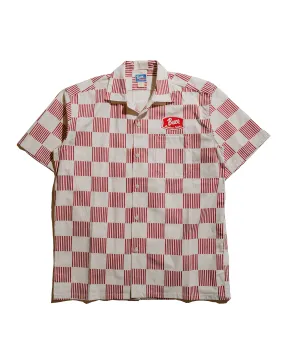 Gym Wear The Real McCoy's BS25002 Buco Striped-Checkered Shirt White/Red