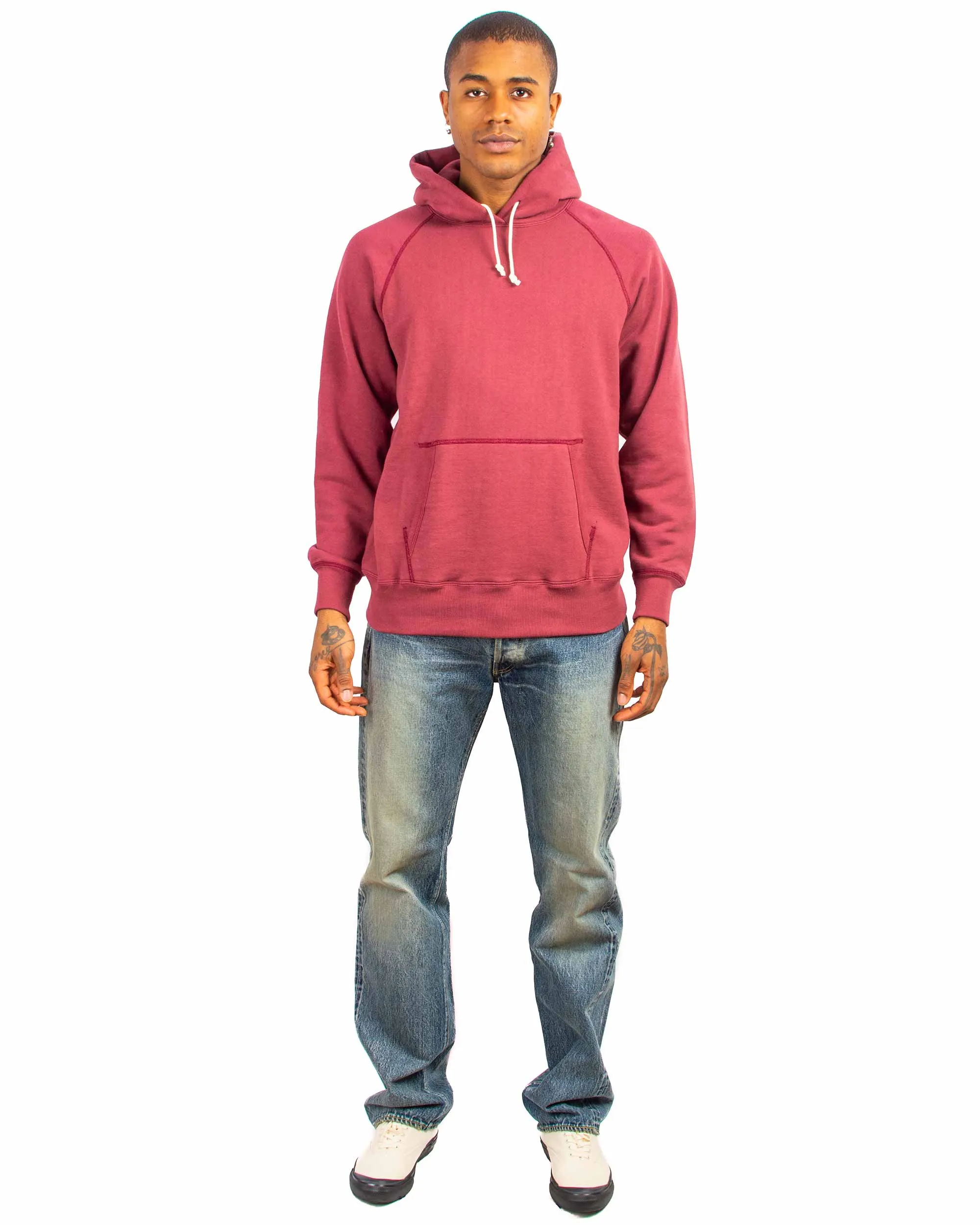 The Real McCoy's MC21017 9oz. Loopwheel Parka Maroon Adjustable Hood