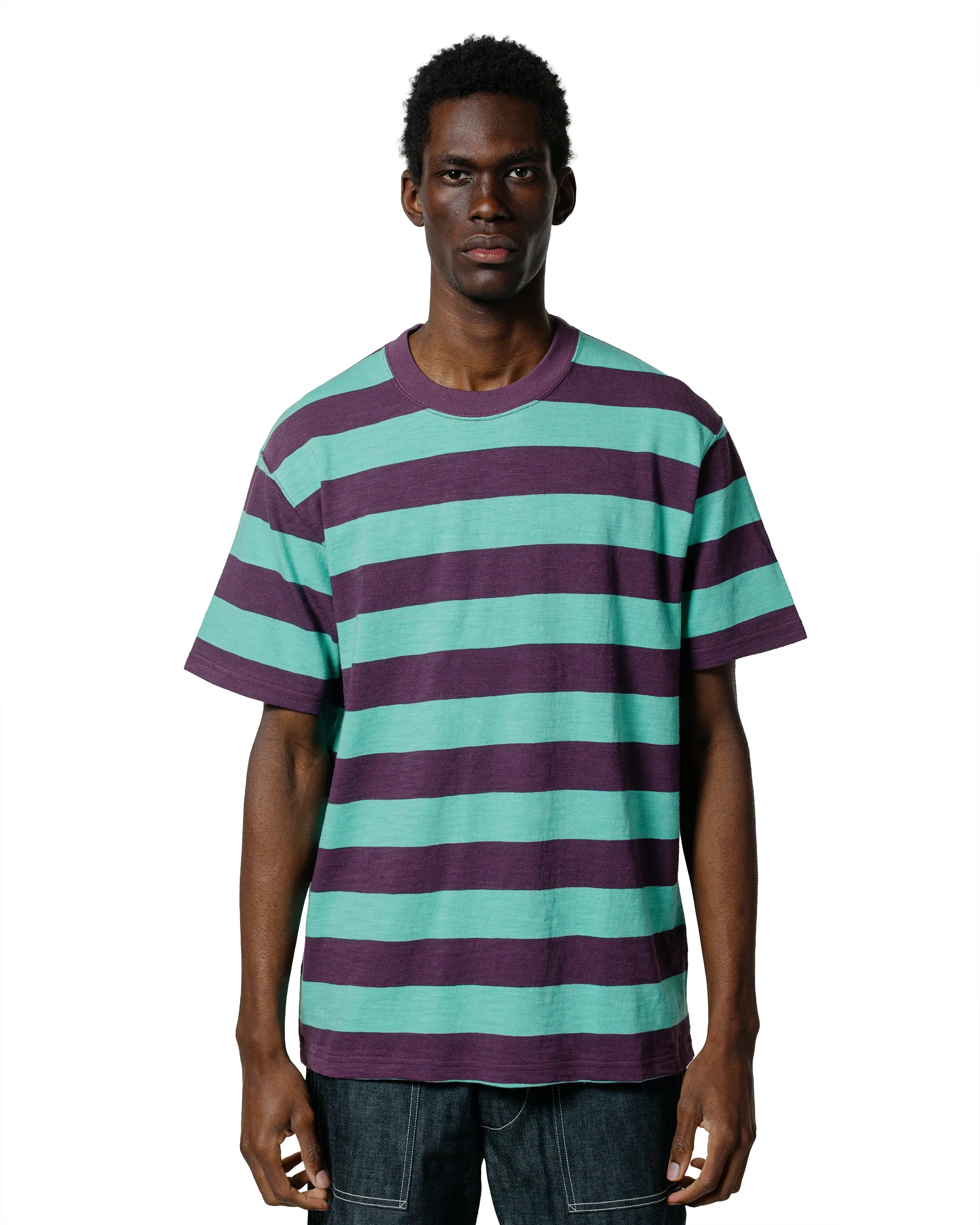 Luxurious The Real McCoy's BC24002 Buco Stripe Tee S/S Mint/Purple