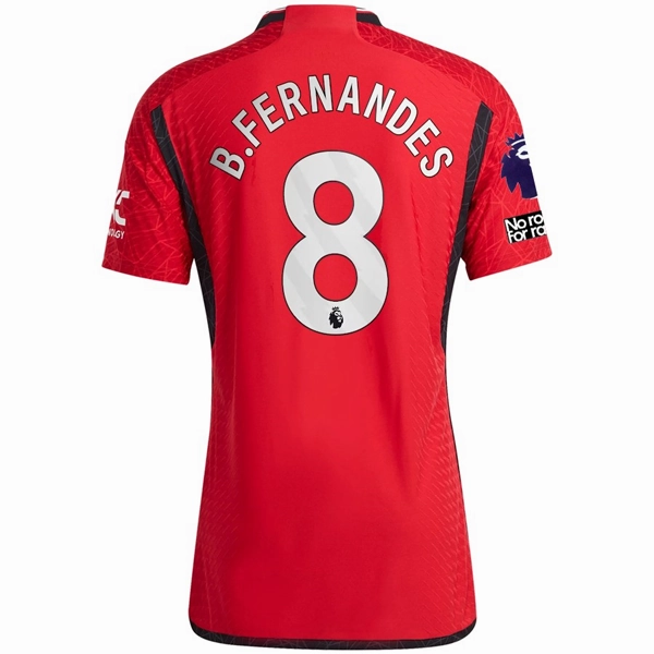 adidas Manchester United Authentic Bruno Fernandes Home Jersey 23/24 w/ EPL   No Room For Racism Patches (Team College Red) Rapid Fit Speed Fit