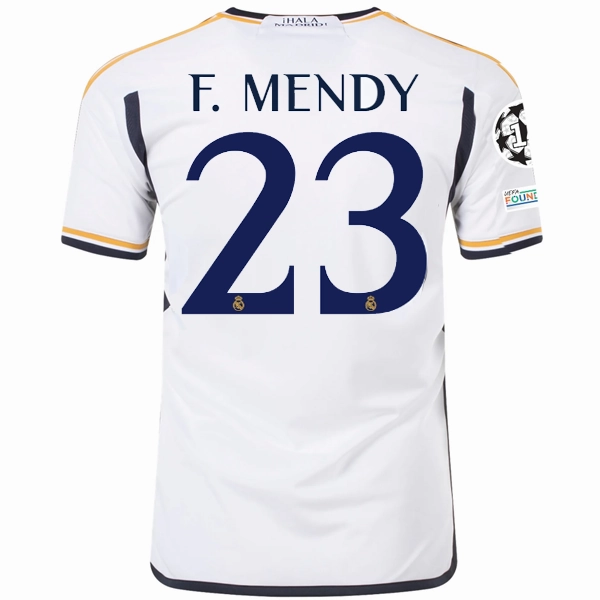Temperature Regulating Technology adidas Real Madrid Ferland Mendy Home Jersey w/ Champions League   Club World Cup Patches 23/24 (White)