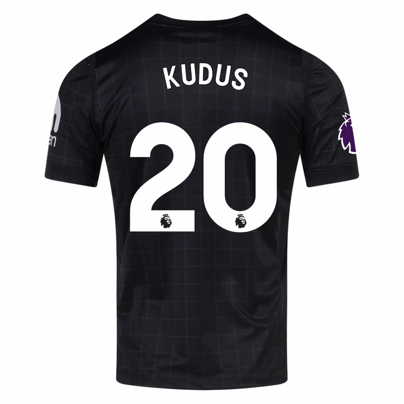 High Elasticity Cloth Breathable mesh lining Nike Kudus Men's Tottenham Away Jersey w/ EPL   No Room For Racism Patches 25/26 (Black/Iron)