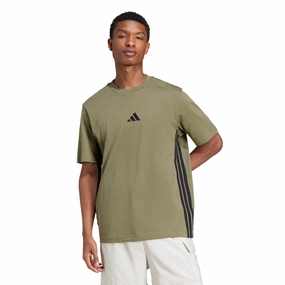 Essentials 3-Stripes Single Jersey T-shirt Wrinkle Resistant Texture Moisture Control Fabric