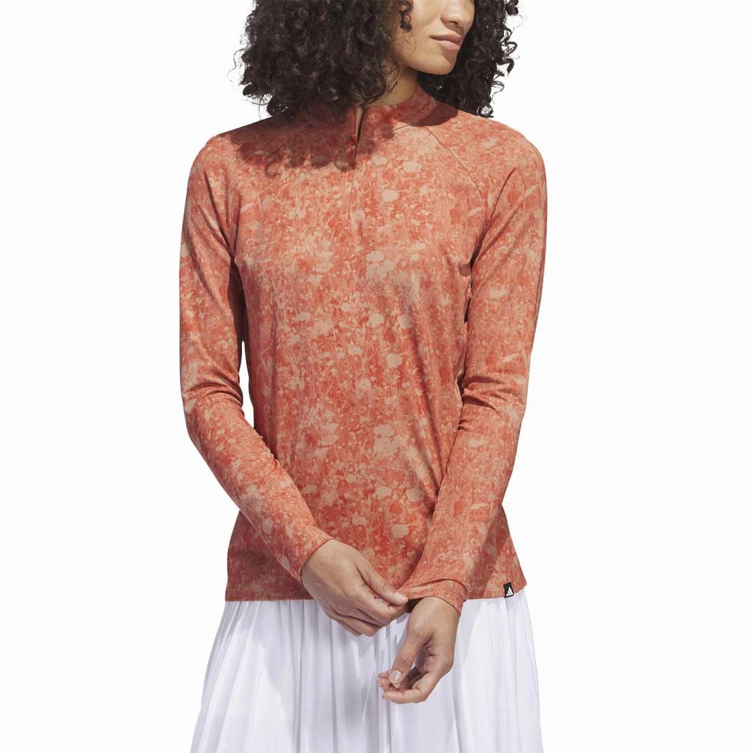 Ultra Flex Ribbed Trim adidas - Women's Ultimate365 Tour Long Sleeve Printed Golf Polo (HS8979)