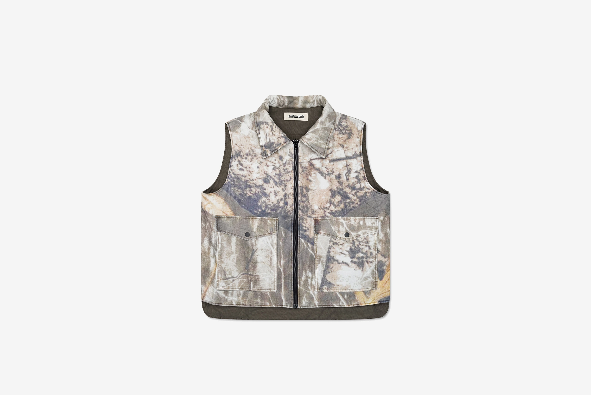 Stretchable Side Inserts Low Impact Manufacturing Metalwood Studio "Poly Filled Reversible Vest" - Fatigue Green