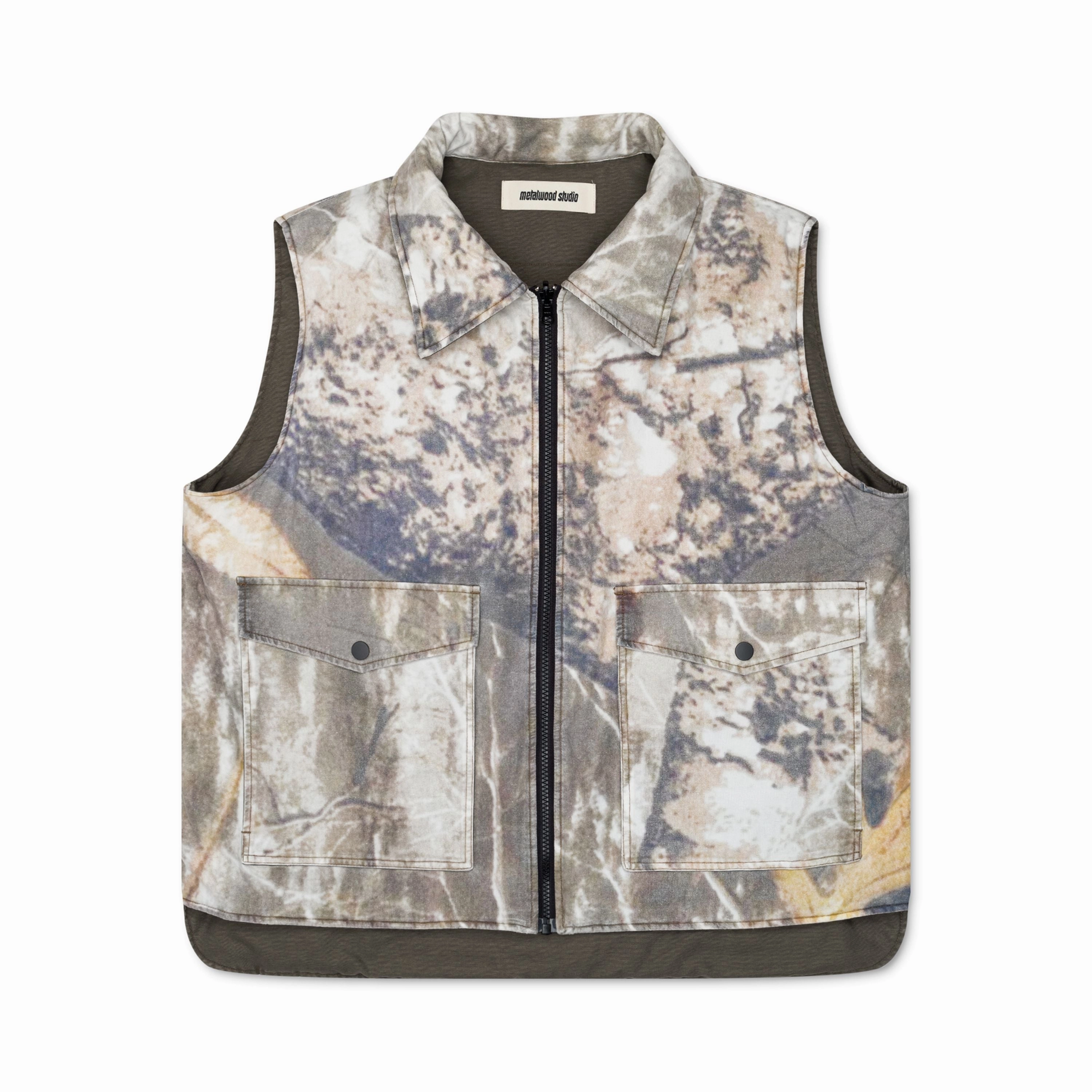 Metalwood Studio "Poly Filled Reversible Vest" - Fatigue Green Smart Wear