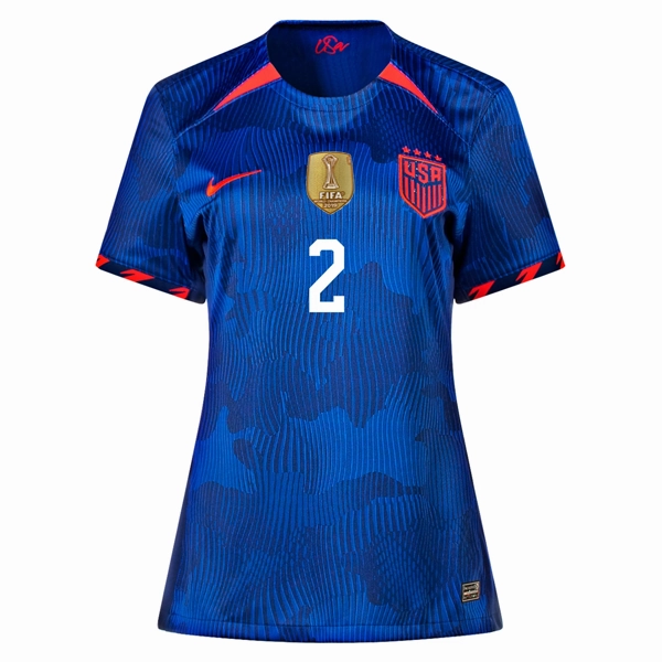 Nike Womens United States Ashley Sanchez 4 Star Away Jersey 23/24 w/ 2019 World Cup Champion Patch (Hyper Royal/Loyal Blue) Abrasion resistant subtle style