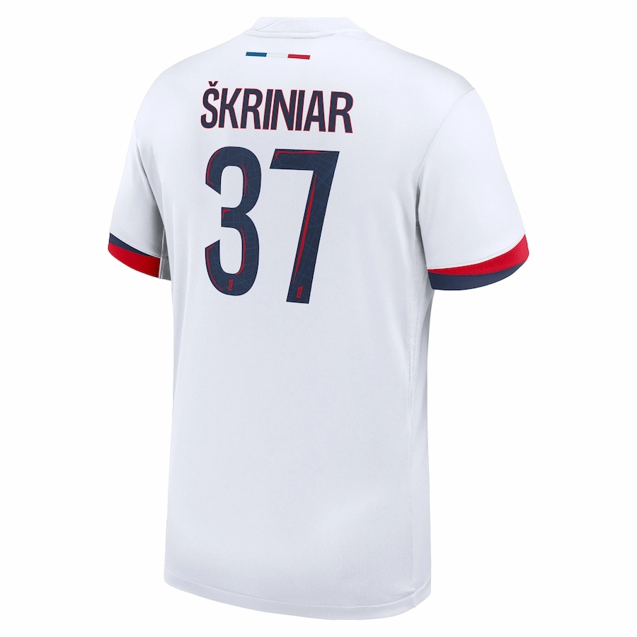 Nike Paris Saint-Germain Milan ?kriniar Away Jersey 24/25 (White/Midnight Navy) Double Stitched Hem Relaxed Fit