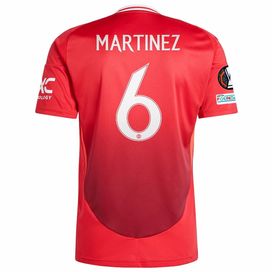 Interlock Knit Structure Sustainable Dye Method adidas Manchester United Lisandro Martinez Home Jersey w/ Europa League Patches 24/25 (MUFC Red)