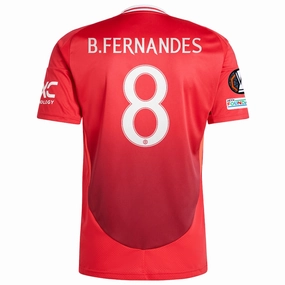 adidas Manchester United Bruno Fernandes Home Jersey w/ Europa League Patches 24/25 (MUFC Red) Colorfast Dye Process