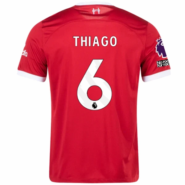 Nike Liverpool Thiago Home Jersey w/ EPL   No Room For Racism Patches 23/24 (Red/White) Four Way Stretch Fabric