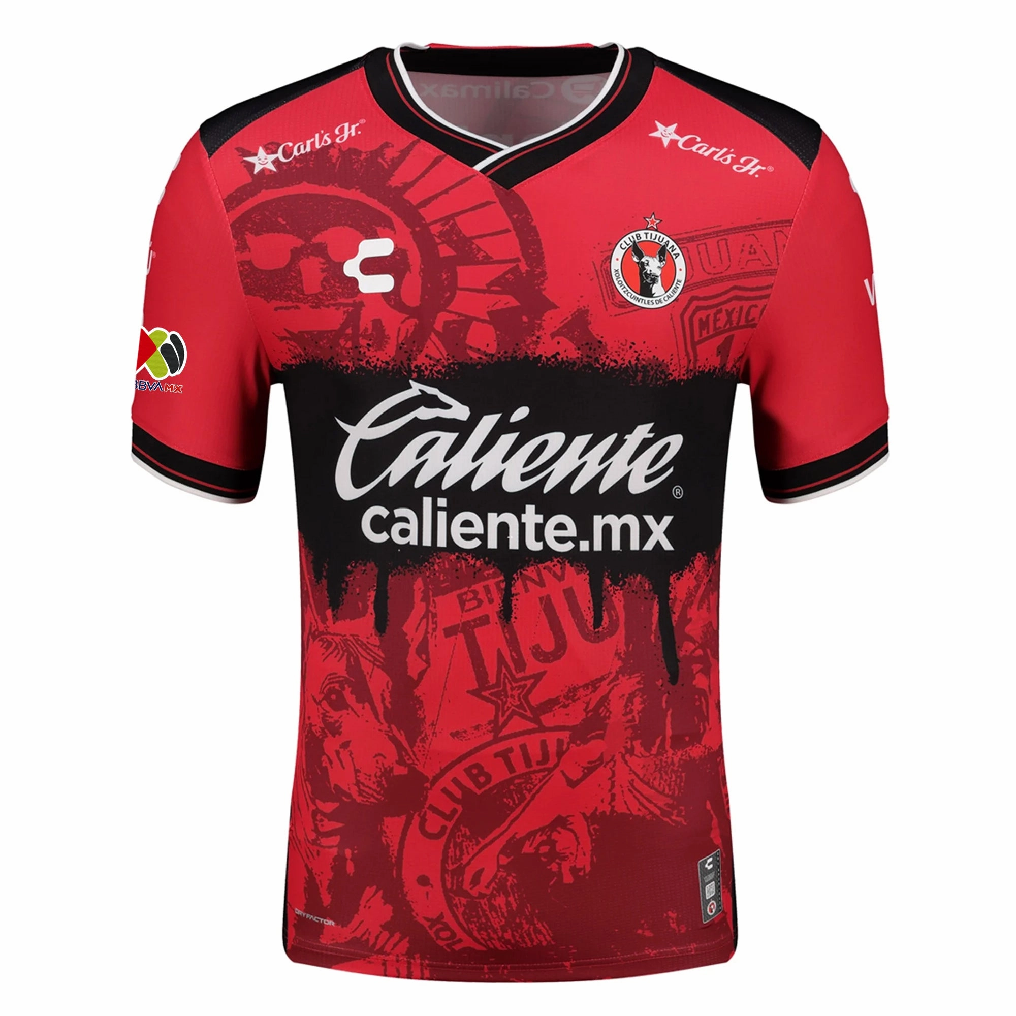 Charly Men's Club Tijuana Xolos Home Jersey 25/26 w/ BBVA MX Patch (Red/Black) Fluid Fabric Reflective Trim