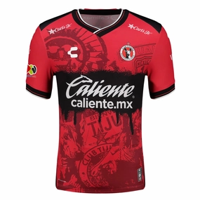 Charly Men's Club Tijuana Xolos Home Jersey 25/26 w/ BBVA MX Patch (Red/Black) Wicking Performance Fabric Air Control