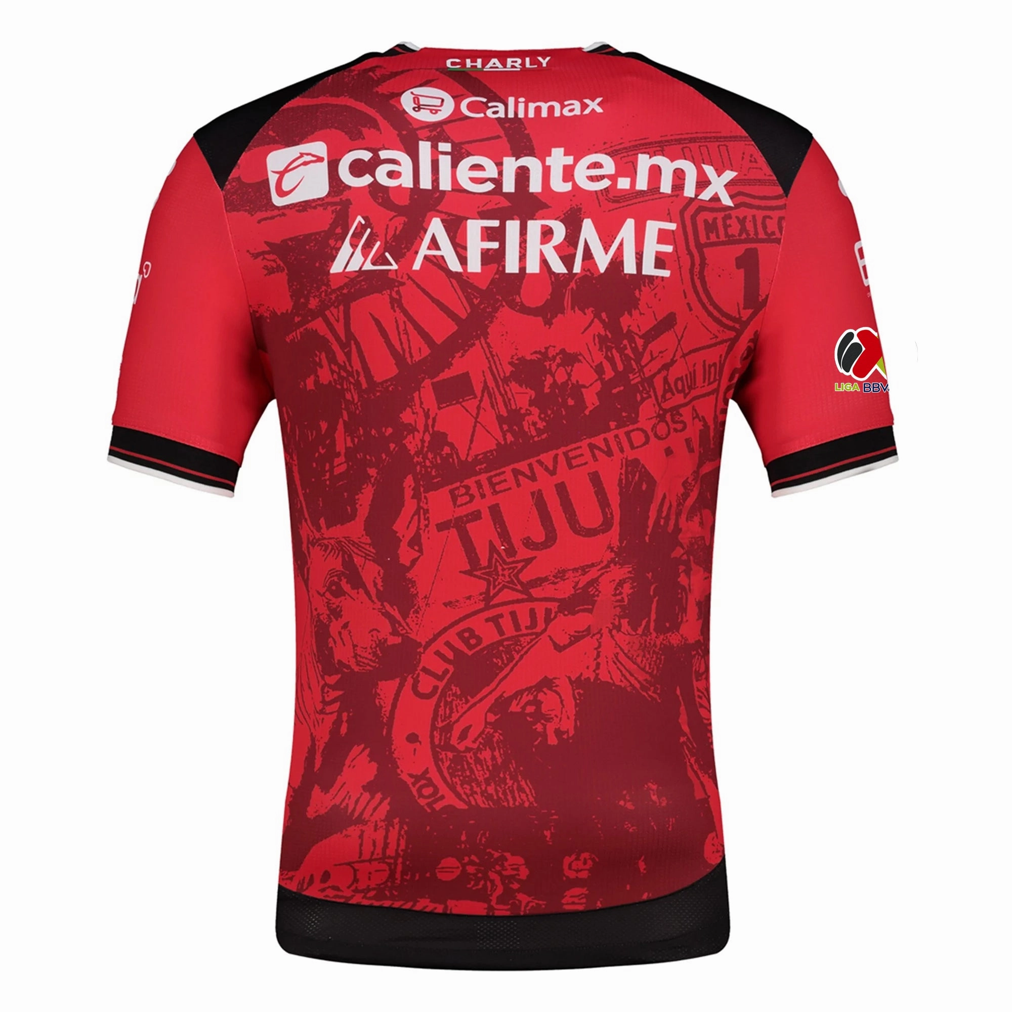 Charly Men's Club Tijuana Xolos Home Jersey 25/26 w/ BBVA MX Patch (Red/Black) Comfort Technology Body Movement